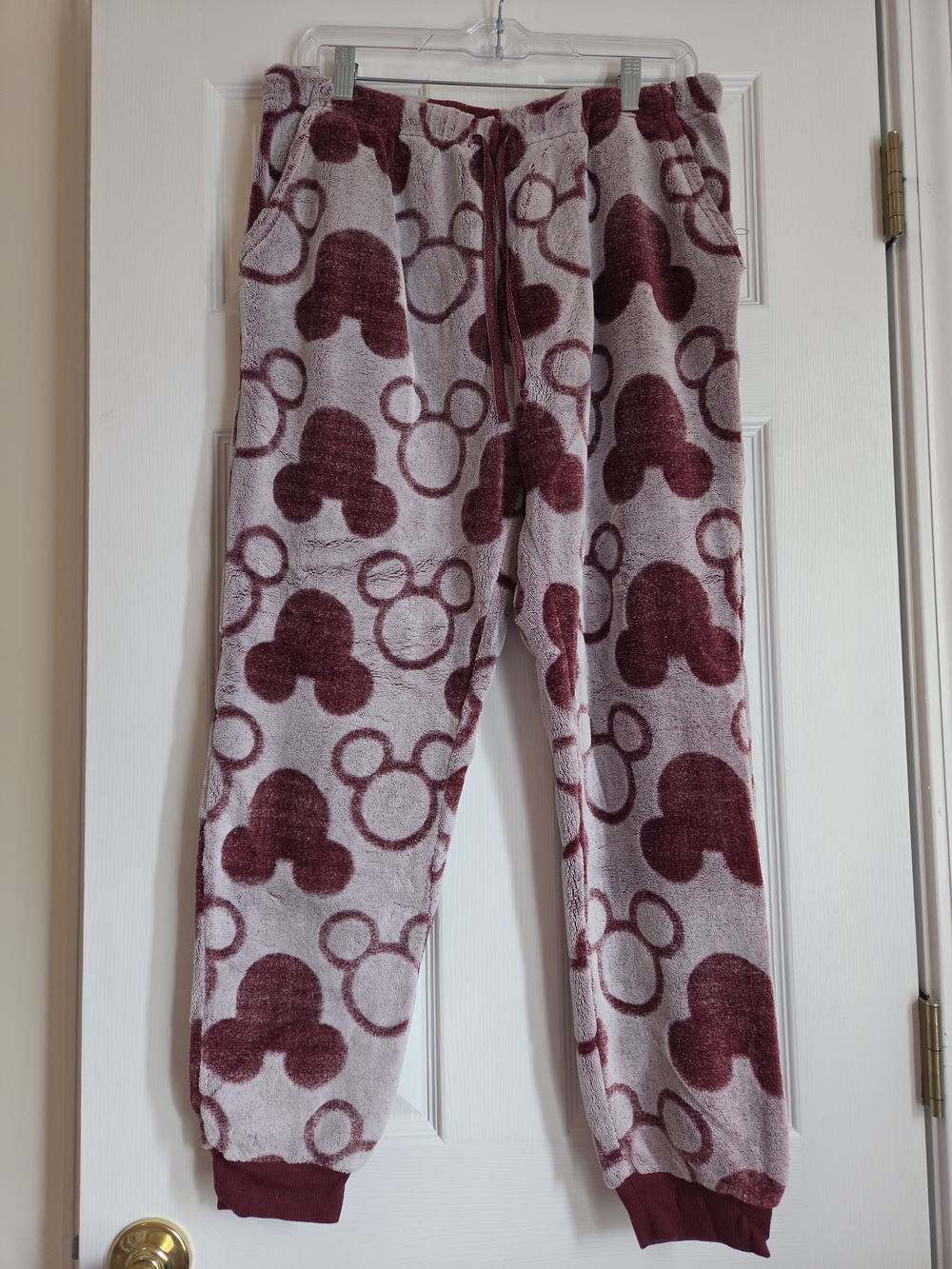 Disney Mickey Mouse Plush Pajama Lounge Set Burgundy Pink Large - Picture 4 of 6
